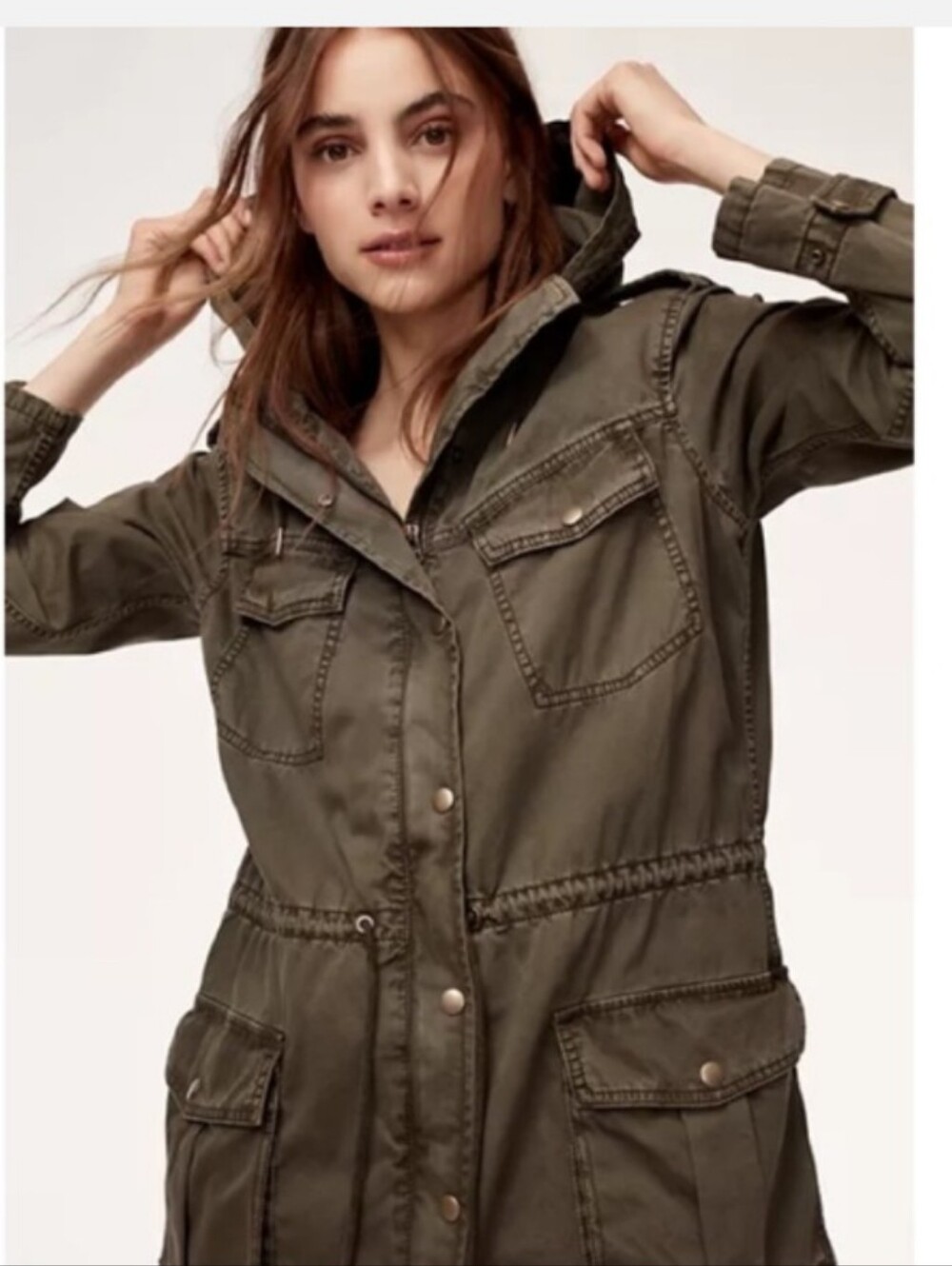 Aritzia Azure Skies Womens Olive Green Utility Trooper Jacket Indie Grunge S